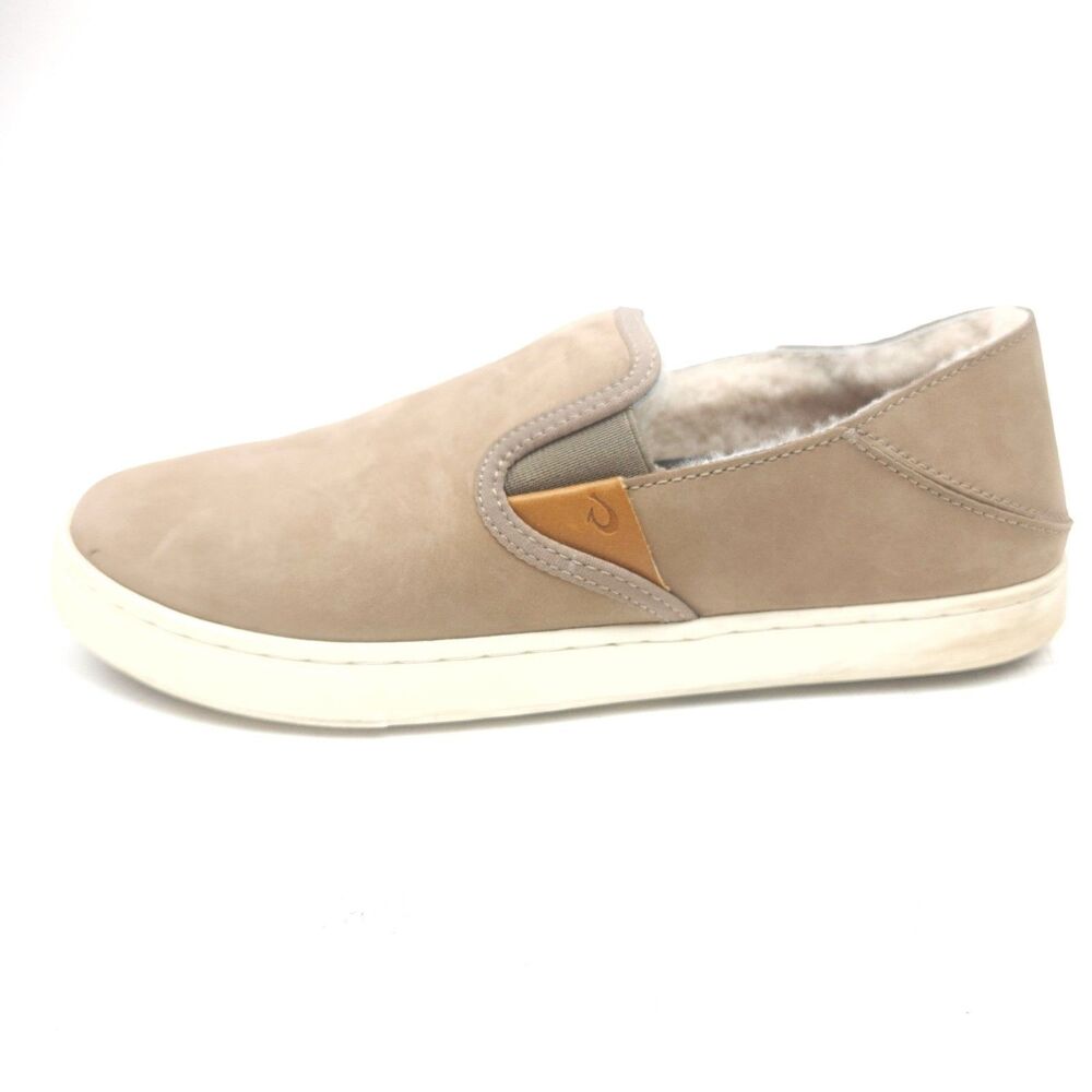 OluKai Pehuea Heu Genuine Shearling Drop-Heel Slip-On Sneaker Women Size 8